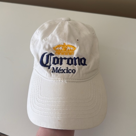 Corona México White Cap with Gold and Blue Embroidery - Picture 2 of 3